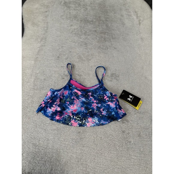 Under Armour Other - New Under Armour Girls 12 Photon Blue Pink Swim Suit Top Only UPF 50